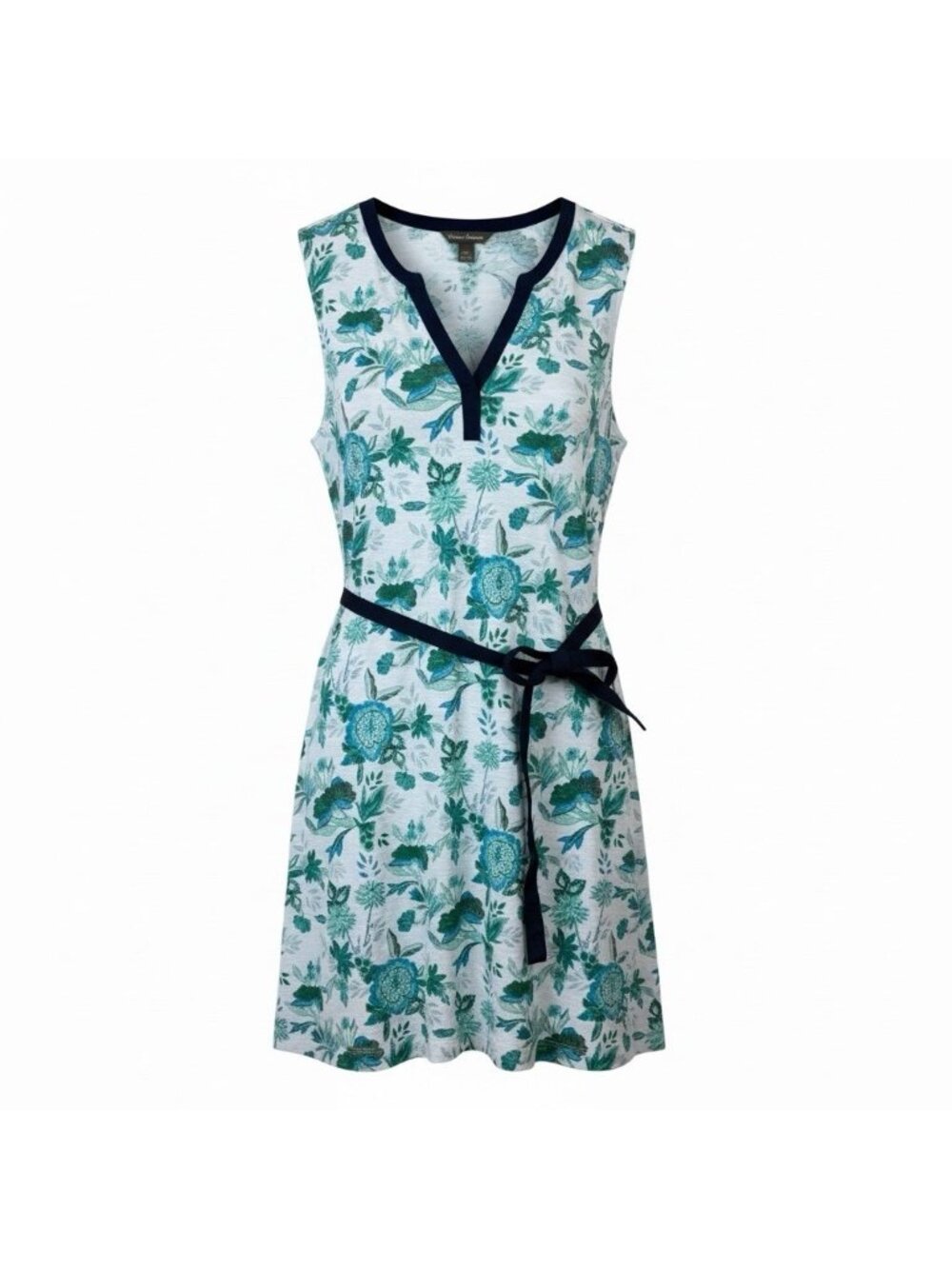 Tommy Bahama Shift Dress Size Large Belted Sash Floral Sleeveless Cotton Modal